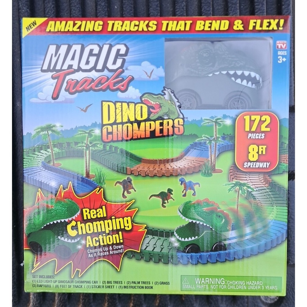 Magic Tracks Dino Chompers, 8 Feet of Track, 172pcs.  with Real Chomping Action